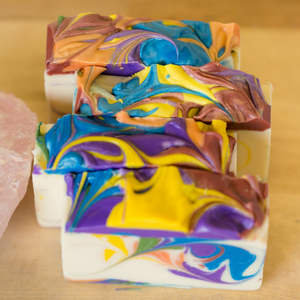Kundalini Rising is a mysterious force that's within everyone. This soap, with its burst of colors, is that force in a single bar. Picturesque and aromatic, this soap stimulates all of your senses and helps you achieve a higher mindfulness state all from your shower.