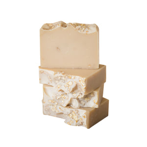 A must-have for anyone! Its aroma envelops you in a blanket of calm, peace, and serenity. The oatmeal flakes seep their benefits into the soap and provide a gentle exfoliation to the skin.  Edit alt text